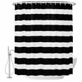 thumbnail image 2 of Black Striped Waterproof Fabric Shower Curtain,Modern Simple Monochrome Geometric White Waterproof Fabric Shower Curtain for Bathroom Curtains Bathtubs Shower Curtains with 12 Hooks Small 36x72in, 2 of 8