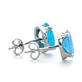 thumbnail image 3 of SuperJeweler 3 Carat Oval Shape Blue Topaz Stud Earrings In Sterling Silver For Women, 3 of 5