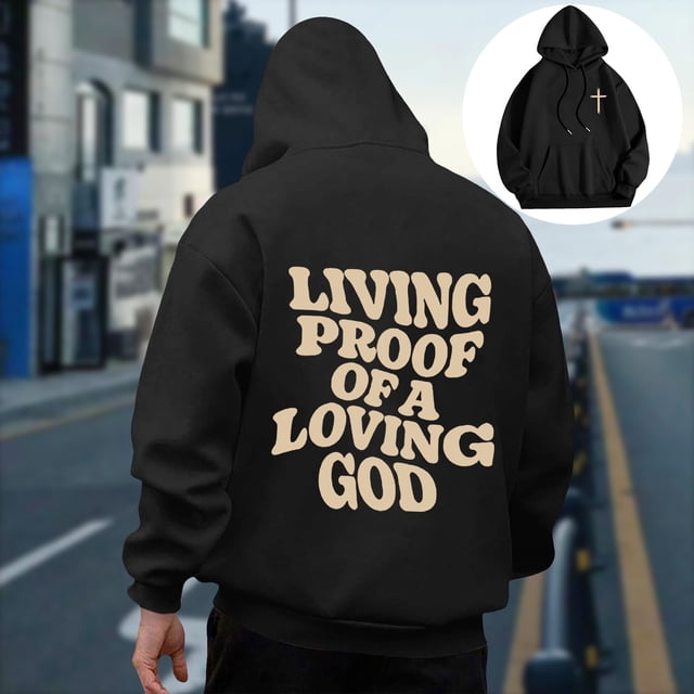 MHFRRA Sudadera Informal con Capucha y Manga Larga para Hombre con Diseño Estampado para Primavera y Otoño, Cómoda para Uso Diario Negro