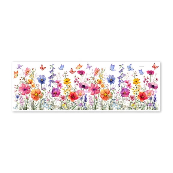 Cinvoph Plants Flowers Wall Stickers Colorful Floral Murals Decorative Window Cling Peel and Stick for Girls Bedroom Living Room Bathroom Entryway Home Decor 35"x11"