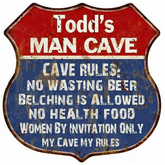 Tony's Man Cave Rules Sign Shield Metal Gift 211110023117