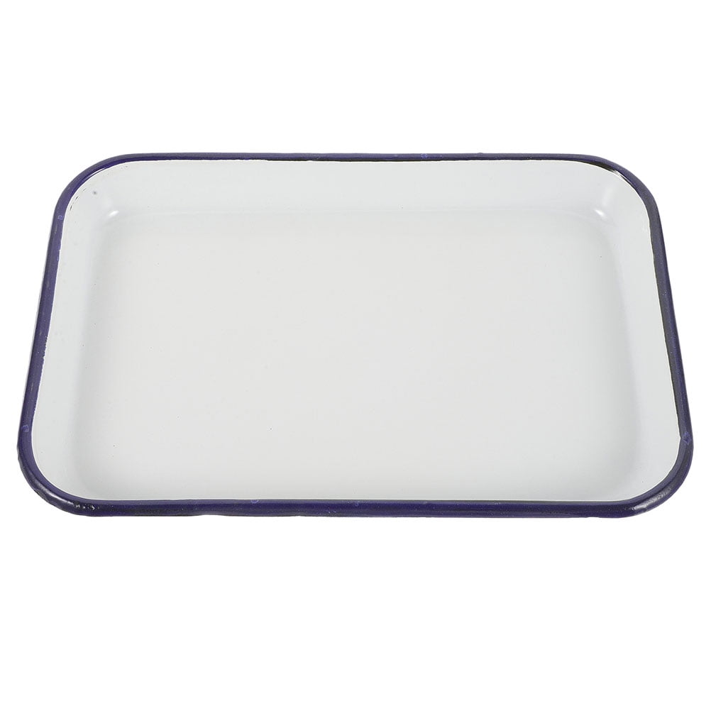 LEXSOMEO Enamel Baking Sheet Pan - White Ceramic Cookie Sheet Non-stick Jellys Rolls Pan Rectangular Serving Tray Enamel Dish Pancake Oven Tray for Kitchen