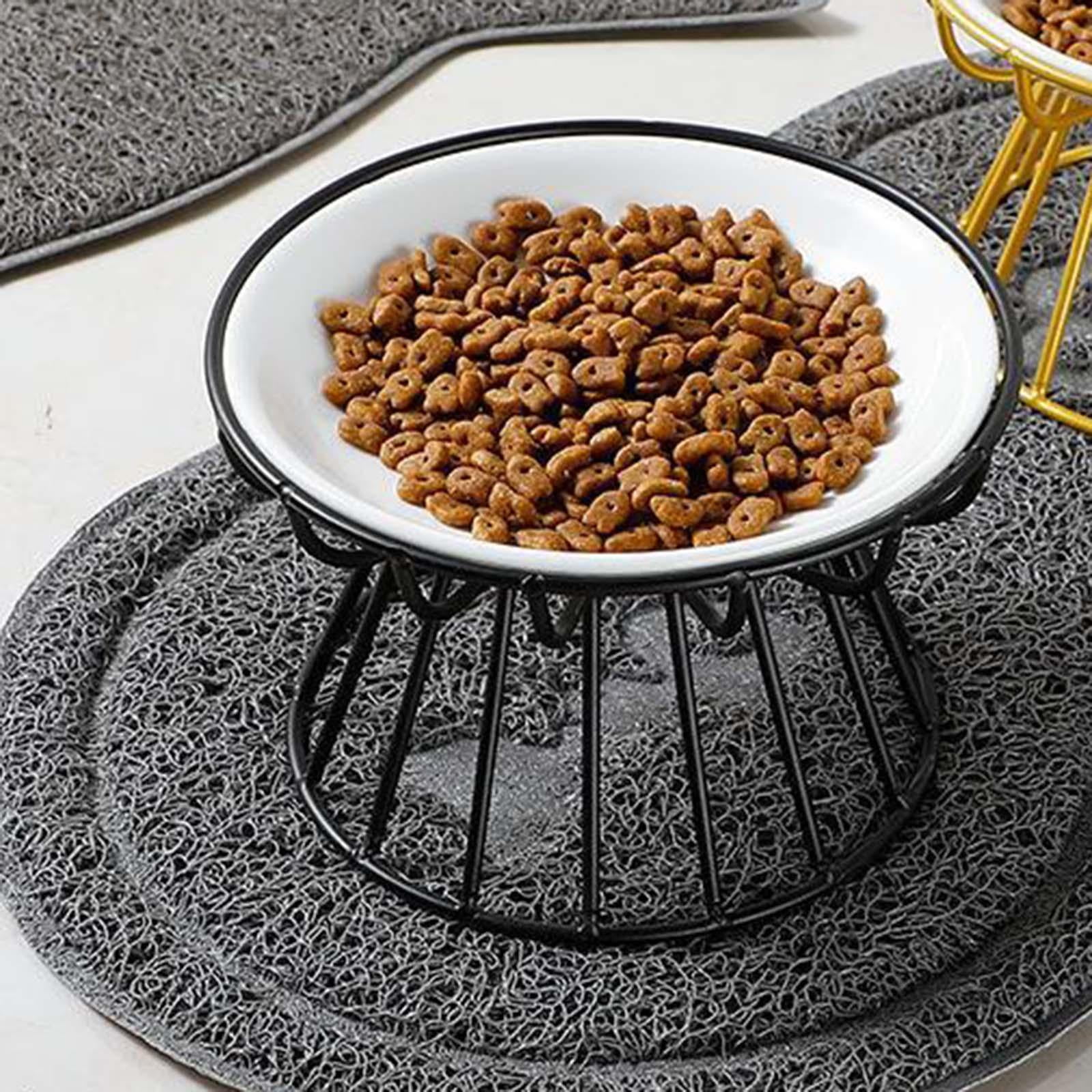 YWMJZEU Nordic Style Cat Bowl Pet Feeding Dish Cat Food Bowl Cat Elevated Feeder Black Black Raised Stand