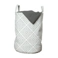 thumbnail image 1 of Abstract Laundry Bag, Continuous Simple Motifs of Traditional Mosaic Tiles Style Flowers Pattern, Basket with Handles Drawstring Closure for Laundromats, 13" x 19", White Pale Grey, by Ambesonne, 1 of 4