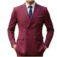 thumbnail image 2 of Xdegoge Blazers for Men Long Sleeve Double Breasted Buttons Dress Coat Turndown Fashon Casual Slim Fitting Solid Color Suit Jackets for Wedding Business, 2 of 3