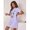 Mauve Purple-L, variant on Mauve Purple Polka Dot Slogan Sleep Dress Short Sleeve Crew Neck