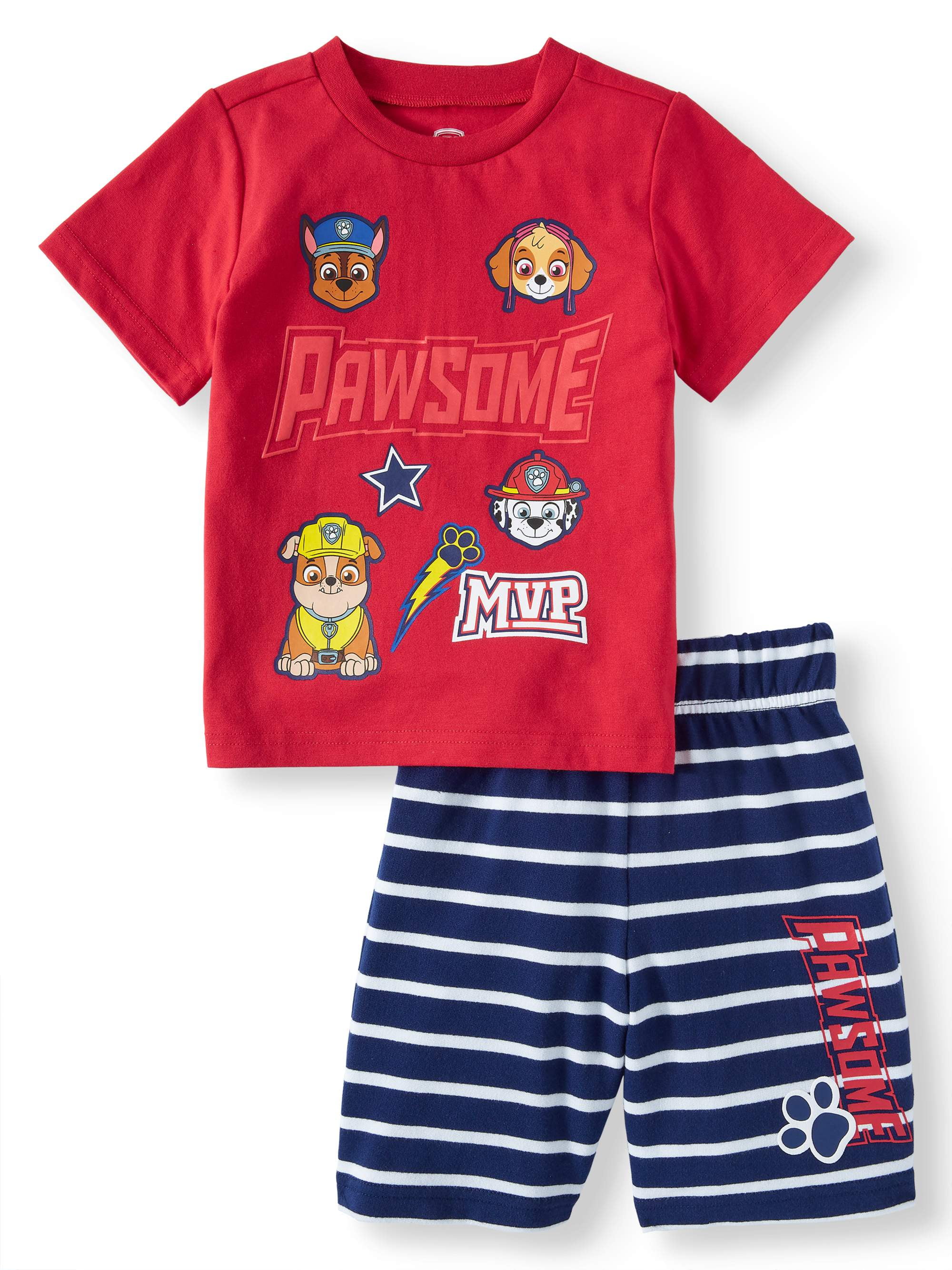 Boys Paw Patrol Pups at Play Cotton T-Shirt & Shorts Set Sizes from 12 Months to 6 Years 