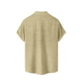 thumbnail image 4 of Lumtrix Mens Casual Summer Cotton Button Down Short Sleeve Shirts Cuban Camp Guayabera Beach Tops Khaki 2XL, 4 of 5