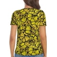 thumbnail image 3 of Honeii Yellow Butterflies Print Women's V-Neck T-Shirt,Short Sleeve V Neck Tees Tops for Women , Perfect for Work, Travel, and Everyday Wear, 3 of 7