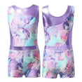 thumbnail image 4 of MSemis Kids Printed Swimsuit Outfits Gymnastics Leotard with Shorts Colorful Shadow (Girls 10), 4 of 6