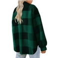 thumbnail image 5 of Herrnalise Womens Flannel Shacket Jacket Casual Plaid Wool Blend Button Down Long Sleeve Shirt Fall Clothes Outfits 2024 Green,XXXL, 5 of 5