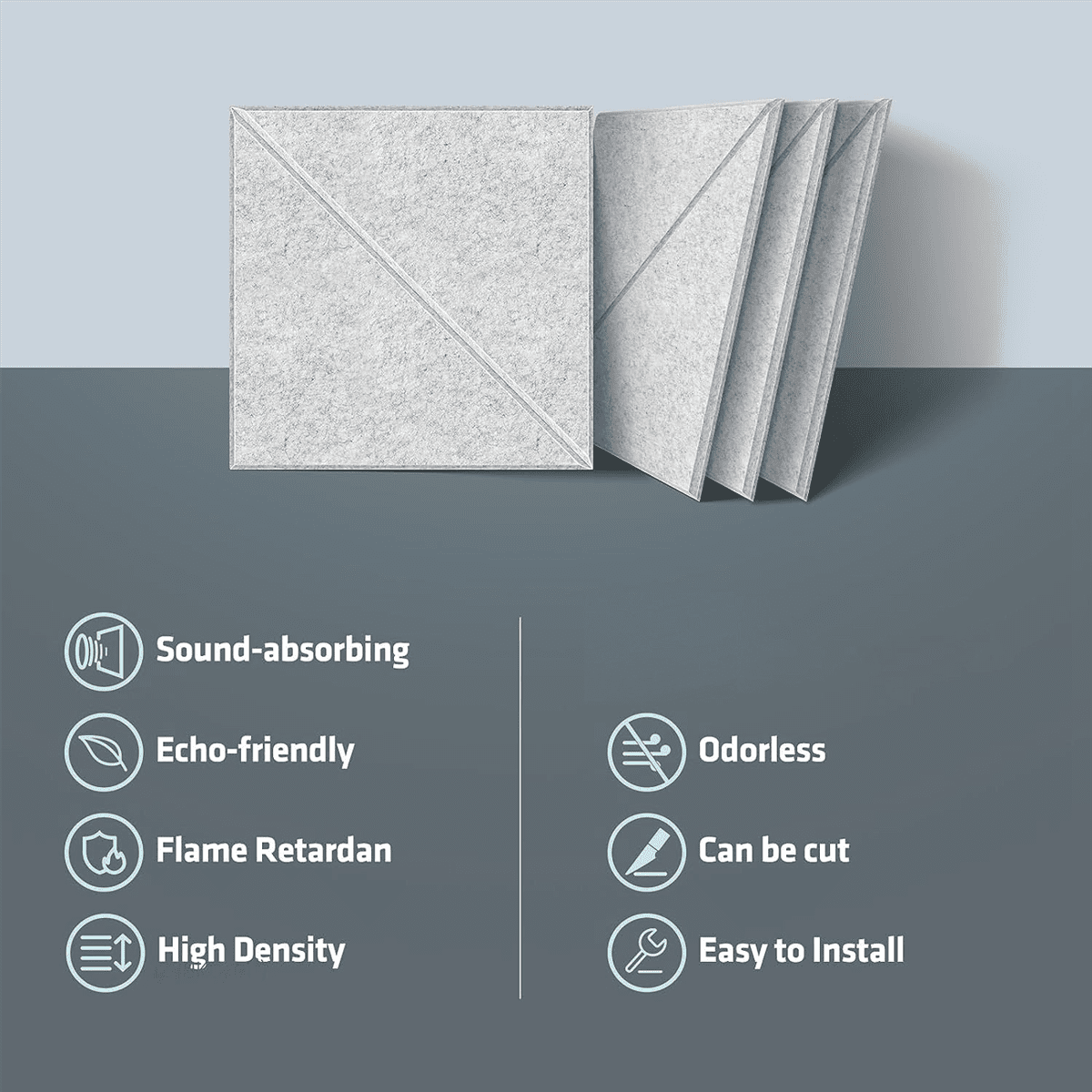 12 Pack Acoustic Panels, 12 X 12Inch Decorative Soundproofing Panels, Wall and Ceiling Acoustical Panels Silver Grey