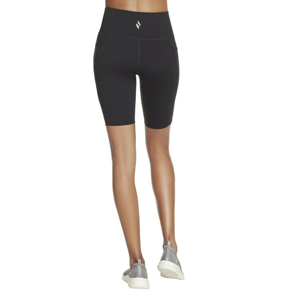 Pantalones cortos de bicicleta Skechers GO Walk de cintura alta para mujer, color negro XL