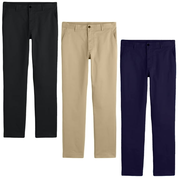 Boys Flat Front School Uniform Pants (3-Pack) (Littile Boys)