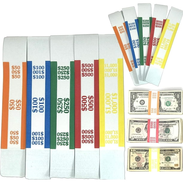Money Bands Currency Sleeves Straps Made in USA (Pack of 175) Self