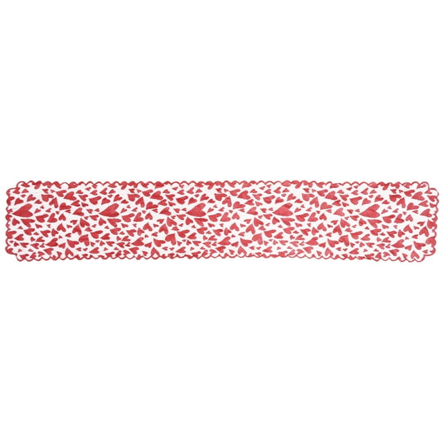 FONDOTIN Chemin de table Décoration Rouge Motif en Forme de Cœur 1Pcs pour Anniversaire