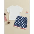 thumbnail image 4 of Nygoyerh Toddler Little Boys 4th of July Outfits Short Sleeve Letter Print T-shirt with Star Pattern Shorts 2Pcs 6M-4T Kids Summer Casual Shorts Sets for Independence Day, 4 of 9