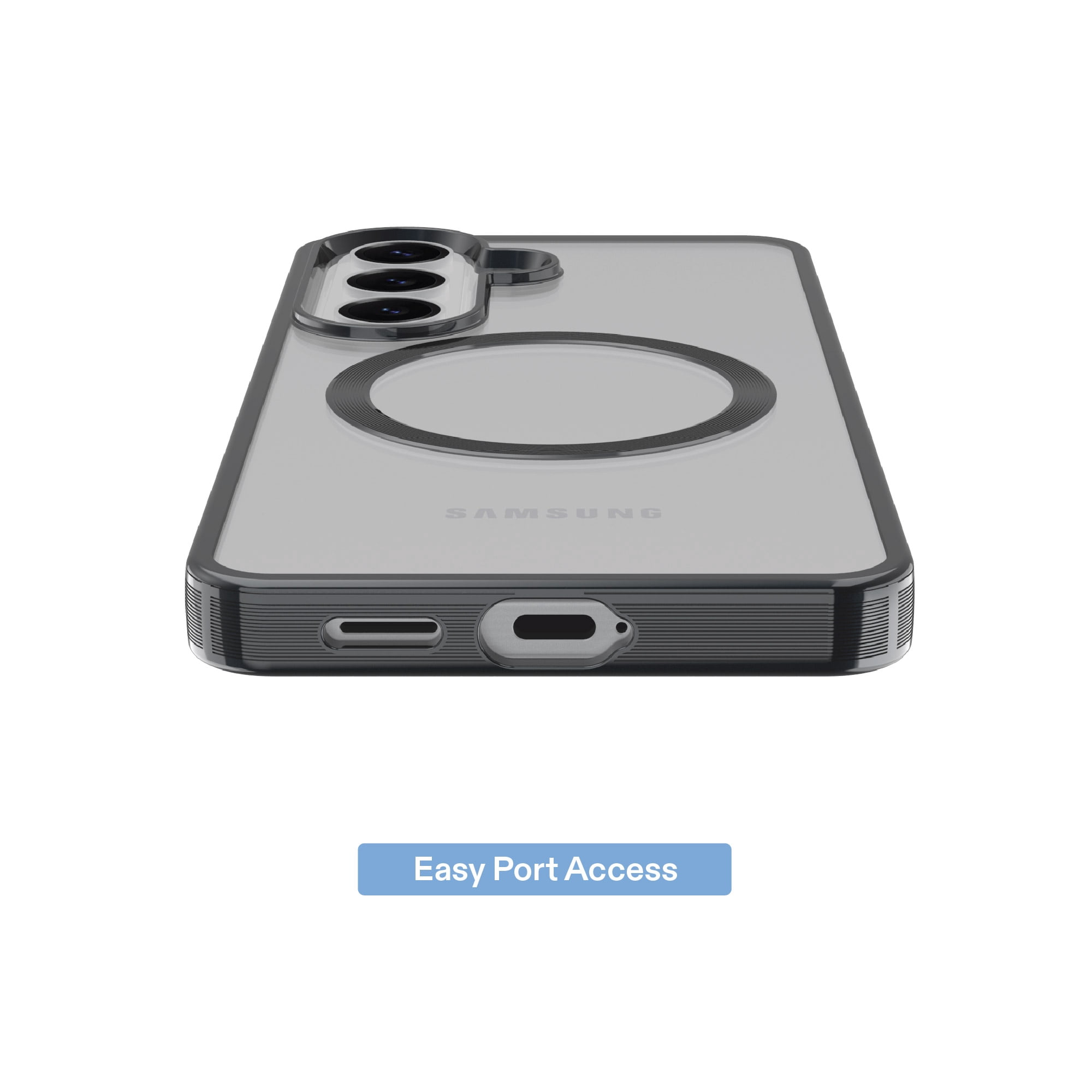 onn Magnetic Compatible Phone Case for Samsung Galaxy S26 - Metallic Gray/Clear