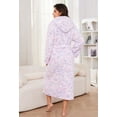 thumbnail image 3 of U2SKIIN Womens Fleece Hooded Robe, Soft Plush Bathrobes Fluffy Warm Spa,(Pink Purple Print,2XL-3XL), 3 of 5