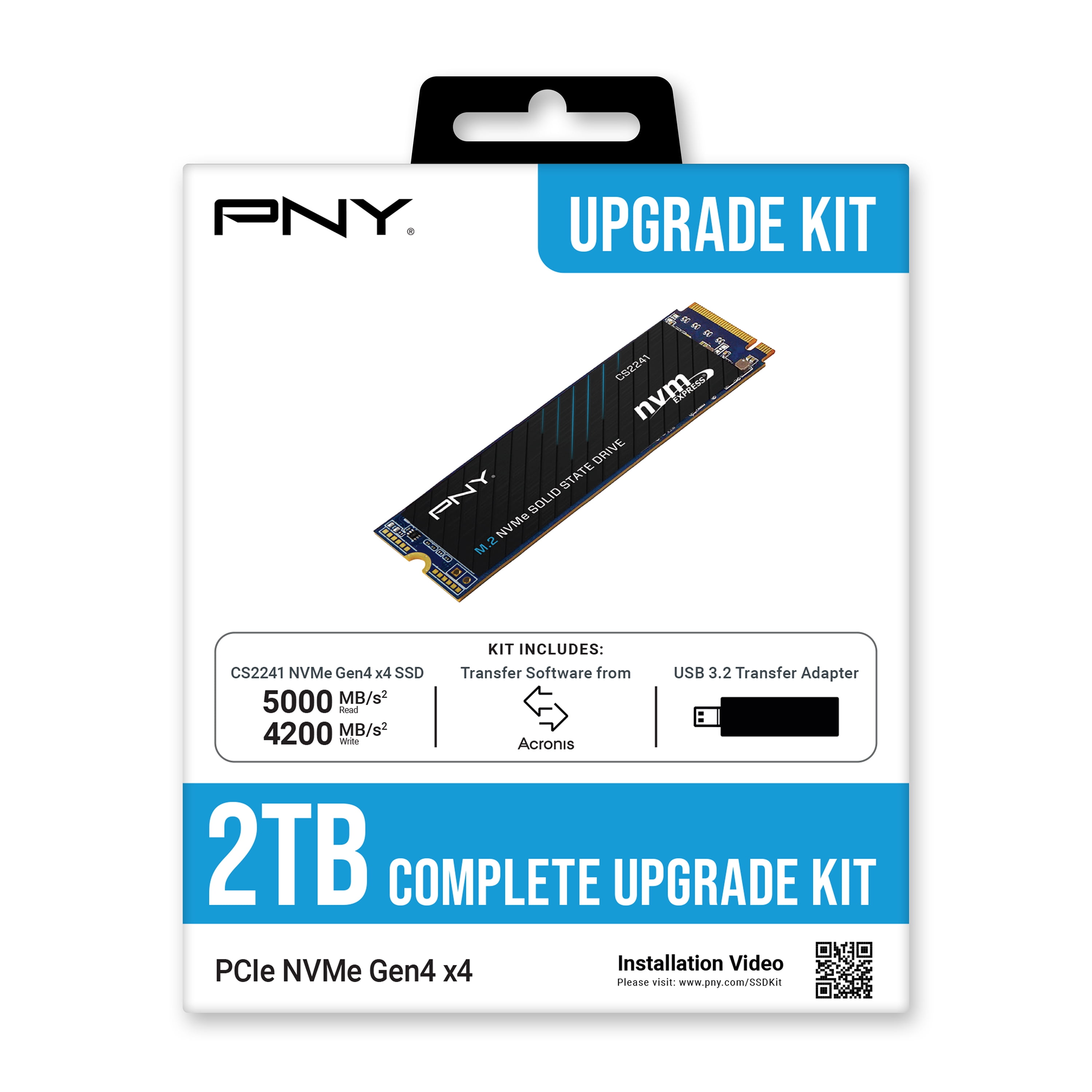 PNY CS2241 2TB Gen4 x4 PCIe NVMe M.2 Internal SSD Upgrade Kit with