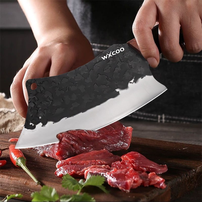 2PCS Handmade Utility Knife Stainless Steel Vegetable Chopper Multipurpose Chef Knife Sharp Durable Forged Kitchen Cutting Knife Fruit Fish Meat Cleaver Boning Knife for Cooking