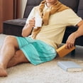 thumbnail image 6 of Rocae Teal Turquoise for Men's Soft Sleep Pajama Shorts, Waistband and Pockets, 6 of 9