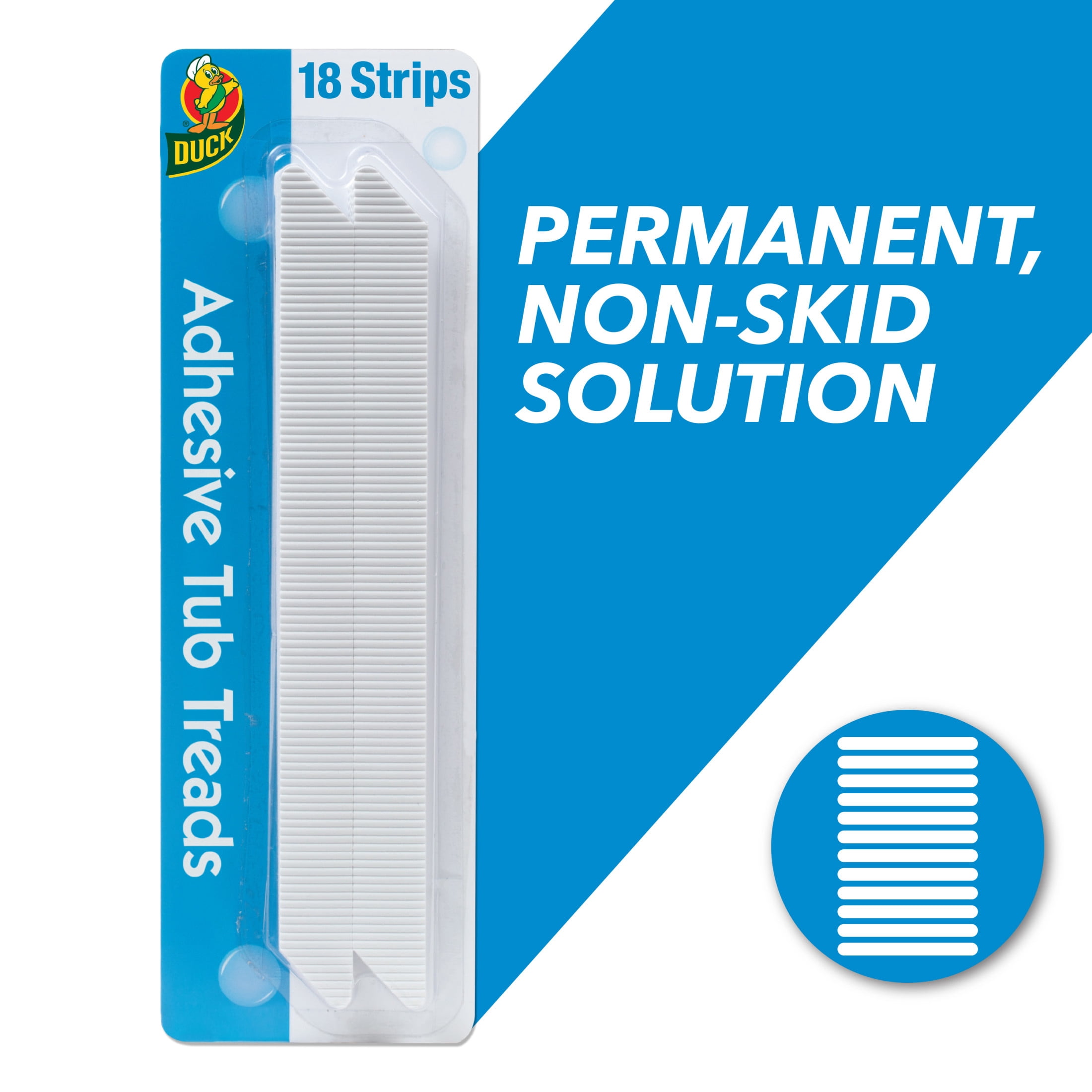 (6 pack) Duck Brand 8.75" x 0.75" Adhesive Bathtub Treads, White, (18 Count)