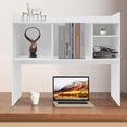 thumbnail image 4 of White Desktop Bookshelf,Wood Countertop Storage Hutch with 4 Shelves for Computer Desk,3-Tier Desktop Display Organizer Rack for Home,Office,Dorm, 4 of 24