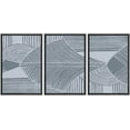 thumbnail image 3 of PixonSign Framed Wall Art Print Set Dark & Light Blue Geometric Line Pattern Abstract Shapes Illustrations Modern Art Chic Relax/Calm Pastel for Living Room, Bedroom, Office - 24"x36"x3 Black, 3 of 5