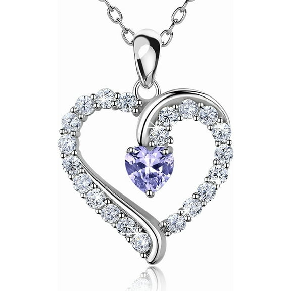 Heart Jewelry Necklaces for Women 925 Sterling Silver Birthstone Necklace Birthday Gifts for Women Wife Mom