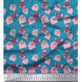 thumbnail image 1 of Soimoi Blue polyester Crepe Fabric Envelope,Star & Heart Print Fabric by the Yard 52 Inch Wide, 1 of 5