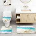 thumbnail image 4 of 4 Pcs Shower Curtain Set Starfish Seashells Beach Blue Sky Ocean Vacation with Non-Slip Rugs Toilet Lid Cover and Bath Mat Bathroom Decor Set 72" x 72", 4 of 7