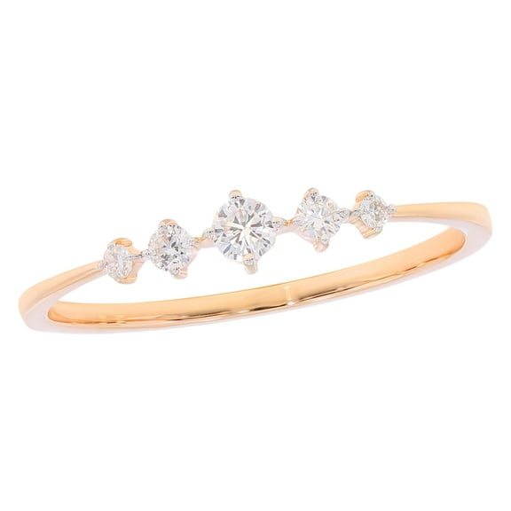 KEEVA JEWELS Clearance 0.15 Carat Round F-G/VS Lab Grown Diamond 5 Stone Ring for Women, Made in 14kt Yellow Gold Size 5.5