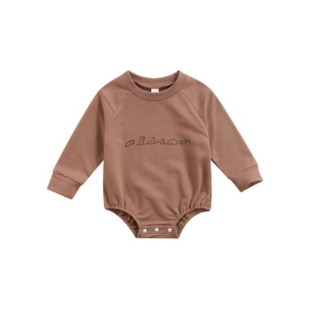 

Baby Boys Girls Romper Infant Cartoon Dinosaur Print Round Neck Long Sleeve Bodysuit