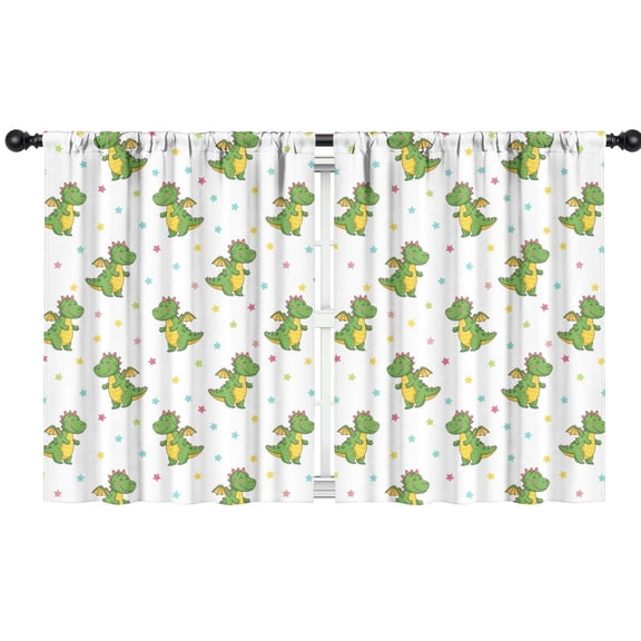 Blackout Kids Curtains,Cute Dragon Pattern with Stars Childrens Insulated Curtains Set Of 2,Bedroom Essentials,Toddler Room Decor 42"x54"