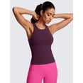 thumbnail image 2 of CRZ YOGA Top sin Mangas Butterluxe de Cuello Alto para Mujer - Camiseta Deportiva para Yoga y Gimnasio, Color Púrpura Profundo, Talla XX-Small, 2 of 5