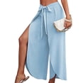 thumbnail image 5 of WTXUE Yoga Pants, Wide Leg Pants Women High Waisted Hippie Pants Boho Beach Plus Size Palazzo Pants, Sweatpants Womens Trousers Bell Bottoms, Light Blue, 5 of 6