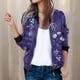 thumbnail image 2 of Gibobby Chamarras Deportivas Chaquetas diarias informales para mujer, chaqueta informal ligera con cremallera, abrigo con estampado Floral, cuello levantado, prendas de vestir (Turquí, M), 2 of 5