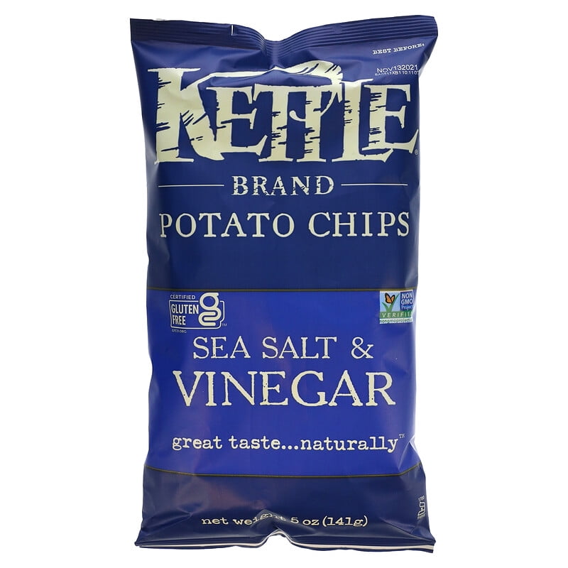 Kettle Foods, Potato Chips, Sea Salt & Vinegar, 5 oz Pack of 2