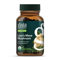 Gaia Herbs Lion's Mane Mushroom - Brain & Nerve Health Support* - 40 Vegan Capsules (40 Servings)