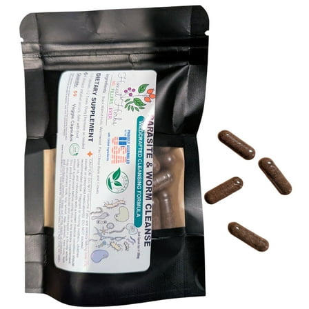 Worm & Parasite Blend - Natural Cleanse Formula - Black Walnut Hulls - Wormwood - Pau D'Arco Bark - Clove - Honest Herbs - 50 Veggie Caps