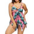 thumbnail image 1 of WISEFIN Women Plus Size Irregular Hem Printed Padded Swimdress 2 Piece Swing Swimsuits L-5XL, 1 of 5