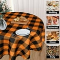 thumbnail image 4 of Halloween Tablecloth Round 60 Inch Black Orange Buffalo Plaid Round Table Cloth Autumn Thanksgiving Plaid Table Cloth Fall Autumn Table Covers for Kitchen Dining Room Holiday Party Picnic Decorations, 4 of 6