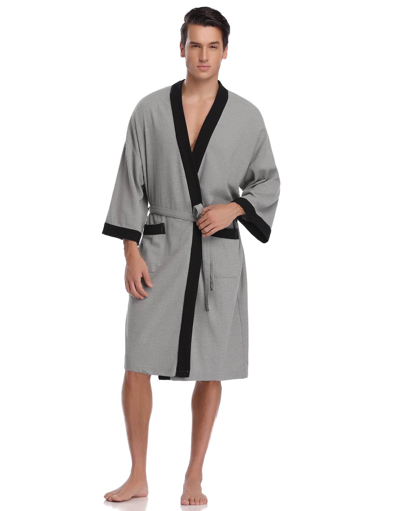 Soft Cotton Full Length Nightwear Dressing Gown Robe with Pockets for Men & Women Aibrou Bathrobe 