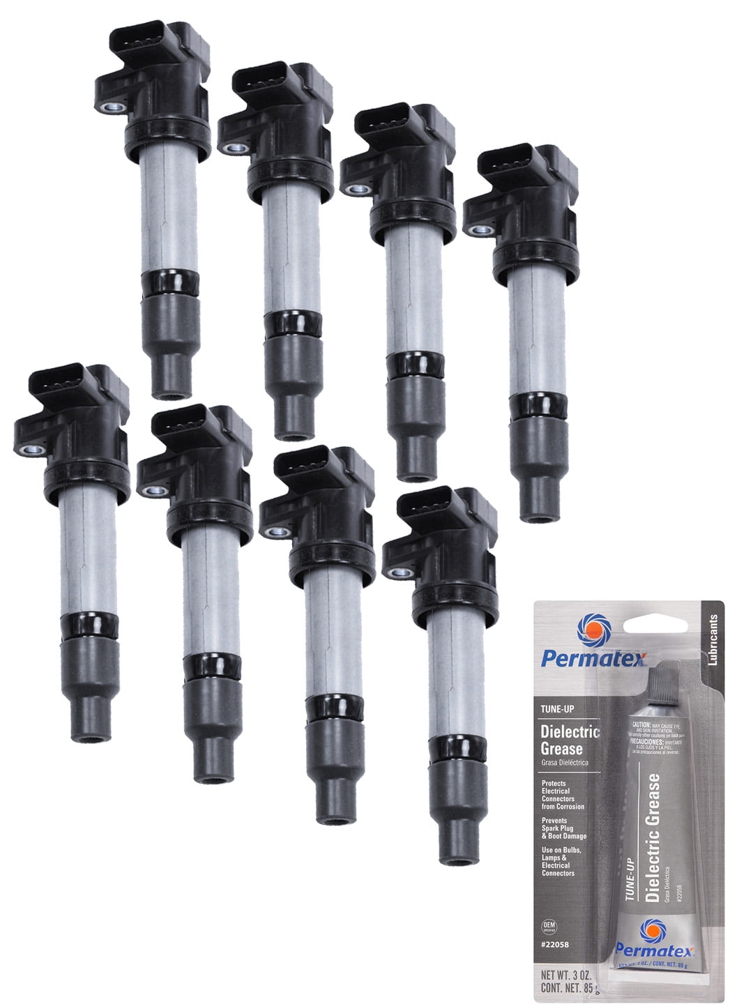 Set of 8 Ignition Coils and Permatex 22058 Dielectric TuneUp Grease