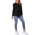 thumbnail image 2 of Camiseta de manga larga de cuello redondo para mujer INSPIRE CHIC, cómoda y elegante, ideal para uso diario, color negro, talla L, 2 of 6