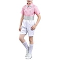 thumbnail image 2 of Xdegoge Teen Boys Sequins Dance Outfits Child Short Sleeve Dress Shirt and Elastic Waist Shorts Set with Bow Tie Cummerbund formal Performance Costume Party Wedding Sets, 2 of 6