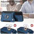 thumbnail image 2 of SaniMore for Samsung Galaxy S21 FE Wallet Case, [RFID Blocking] Elastic Card Slot Vehicle Magnetic PU Leather Ring Holder & Lanyard Stand Money Pocket Cover for Samsung S21 FE 5G, Blue, 2 of 12