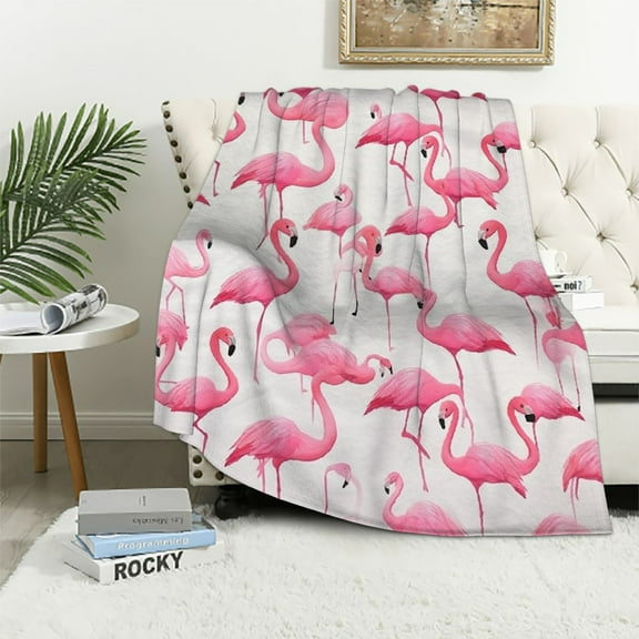 HENGT Flamingo Blanket, Pink Flamingo Gifts for Women Girls Flamingo Lovers, Cozy Soft Pink White Flamingo Plush Blanket Throw, Flamingo Stuff, Decor,