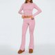 thumbnail image 2 of Conjunto informal de mujer de camiseta de manga larga y leggings acampanados de cintura baja - 92 % mezcla de viscosa, ajuste elástico, yoga/lounge/comodidad para todo el día, 2 of 4
